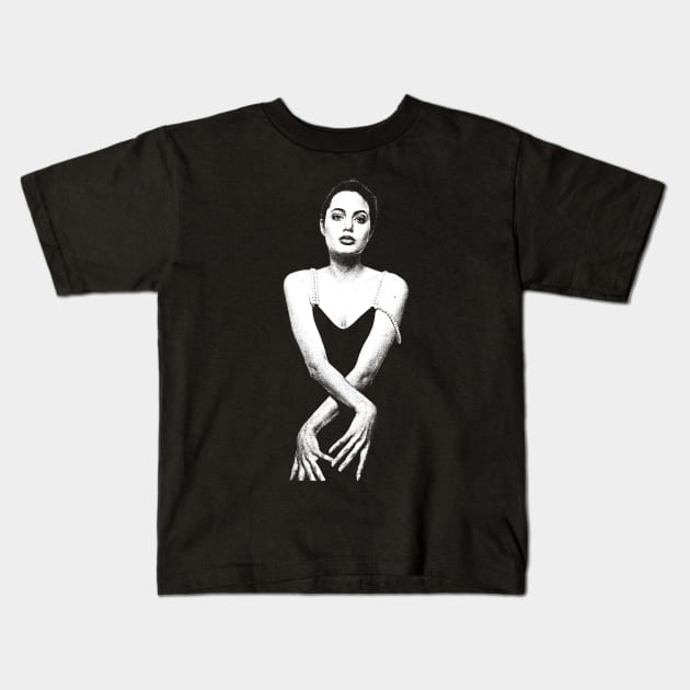 Young Angelina Jolie Kids T-Shirt by Lowchoose